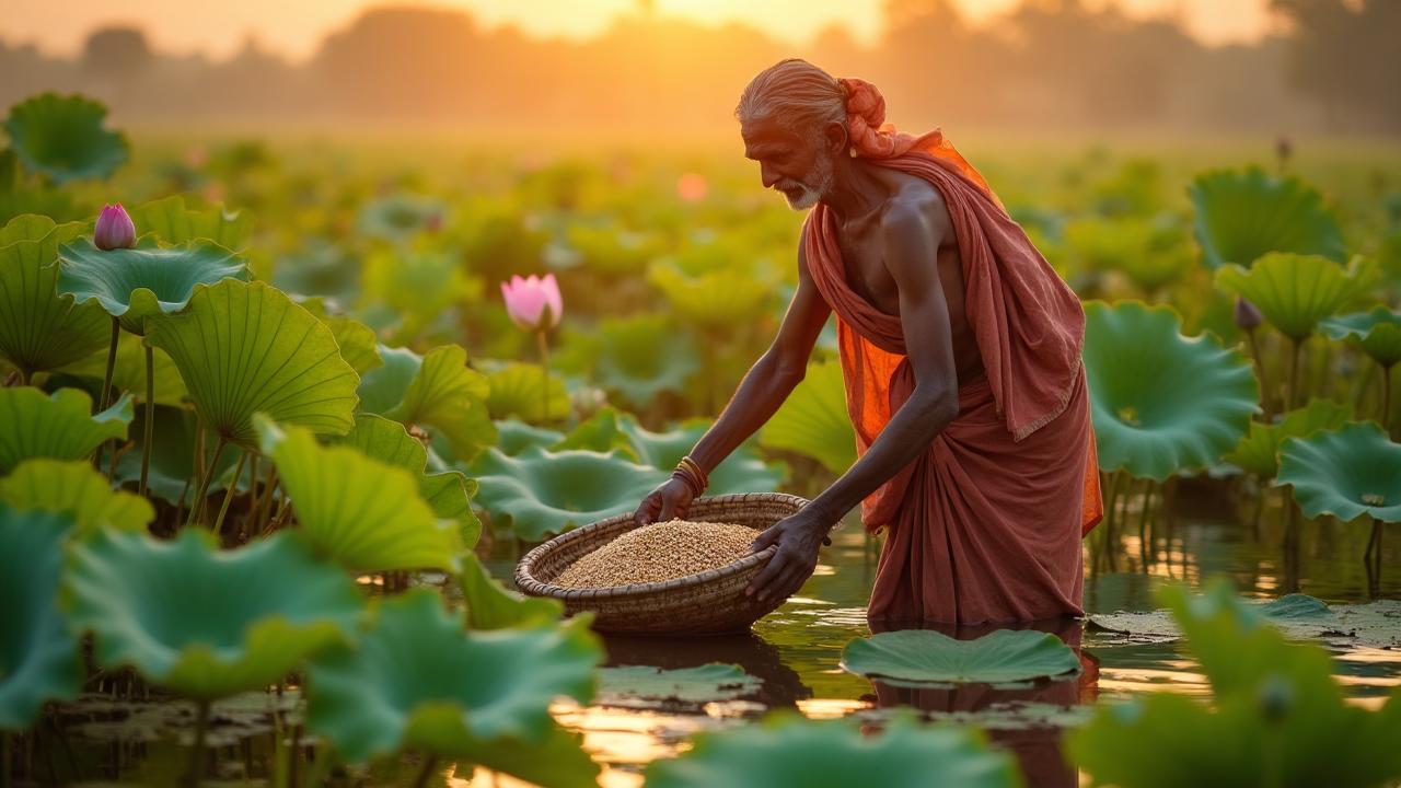 Traditional Makhana harvesting in Mithila